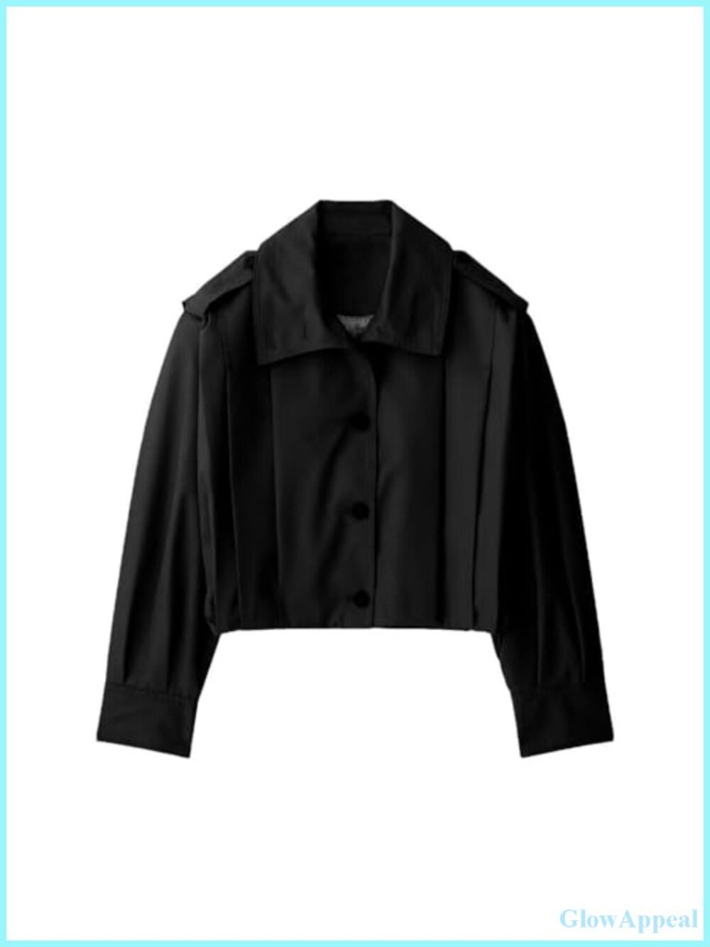Cropped Pleated Casual Jacket Lapel Collar Long Sleeve Button Down Trench Coat